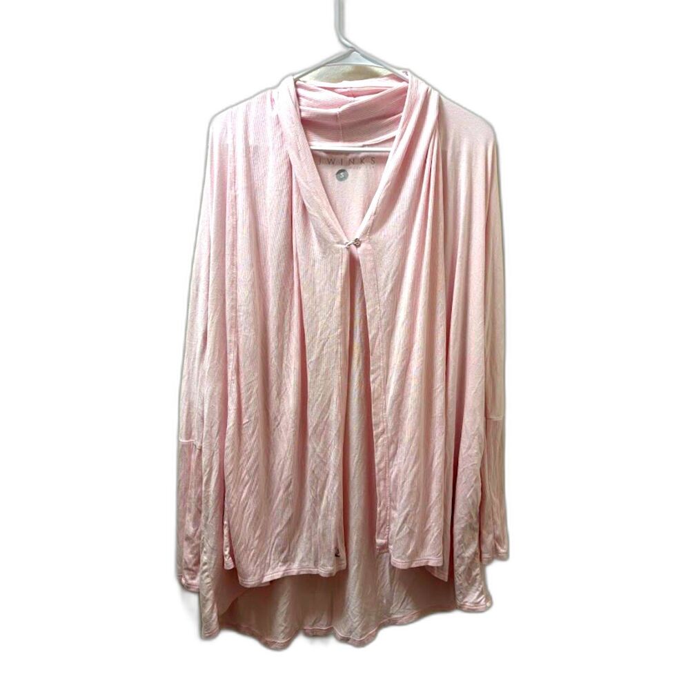 JJ Winks Cozy Robe Cardigan Wrap Light Pink Small Loungewear Modal Drape Front - Picture 2 of 6